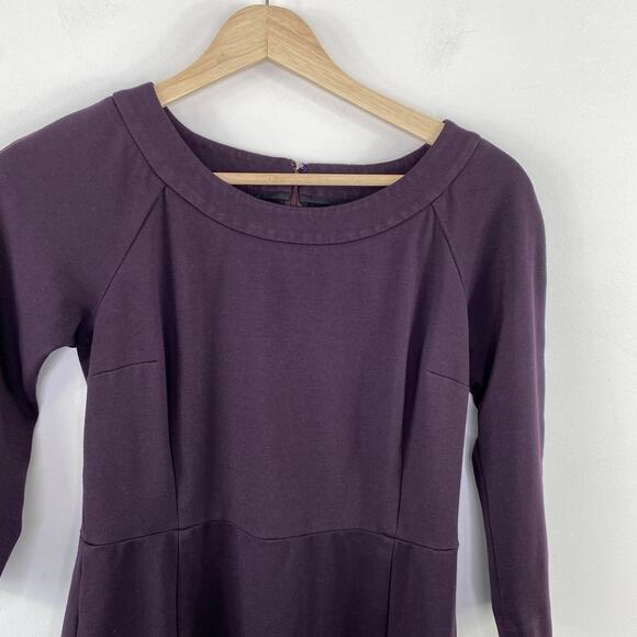 Banana Republic Dark Purple Three-Quarter Sleeve Sheath Dress Women's Size 2 - Picture 4 of 7